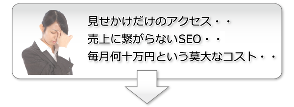 見せかけだけのアクセス・・売上に繋がらないSEO・・毎月何十万円という莫大なコスト・・