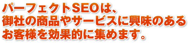 パーフェクトSEOは、御社の商品やサービスに興味のあるお客様を効果的に集めます。